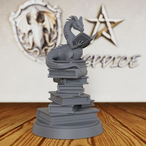 AUSPDICE Reading Dragon Miniature for Tabletop RPG Games, Unpainted Resin Figurine, Perfect for DND, Dungeon Masters, Fantasy Collectors, and RPG Gifts–AS20 in Saudi Arabia