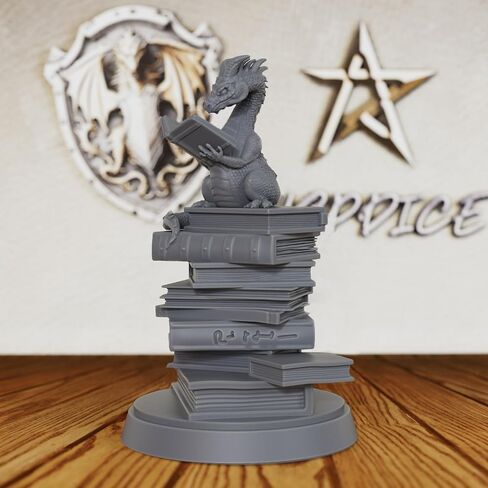 AUSPDICE Reading Dragon Miniature for Tabletop RPG Games, Unpainted Resin Figurine, Perfect for DND, Dungeon Masters, Fantasy Collectors, and RPG Gifts–AS20 in Saudi Arabia
