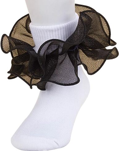 TINTAO Women Big Ruffle Ankle Socks,Double Lace Turn Cuff Lightweight Cotton Frilly Dress Cute Girl Sock with Ruffles,#W101 in Saudi Arabia