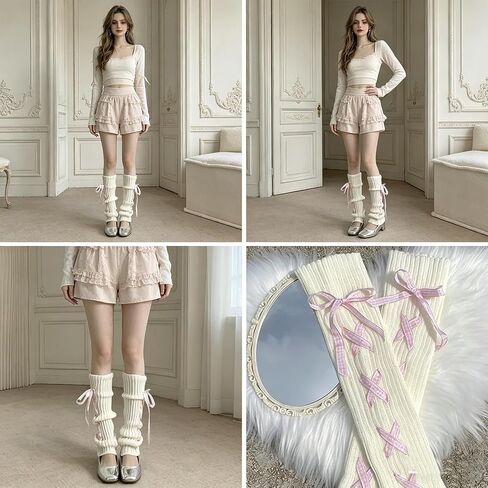 Leg and Arm Warmers Kawaii Harajuku Arm Warmers With Pink Bow Cute Stretchy Y2K Accessories for Women Dance Anime Cosplay in Kuwait