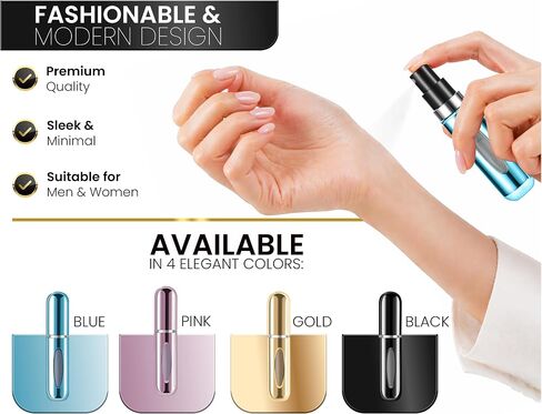4 Pcs Refillable Perfume Atomizer, Travel Perfume Bottle Refillable and Leak-Proof, Portable Empty Cologne Atomizer, Mini Refillable Perfume Bottle for Pocket, Easy to Refill Decant Sprayer (5 ml) in Kuwait
