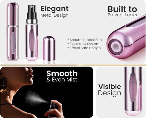 4 Pcs Refillable Perfume Atomizer, Travel Perfume Bottle Refillable and Leak-Proof, Portable Empty Cologne Atomizer, Mini Refillable Perfume Bottle for Pocket, Easy to Refill Decant Sprayer (5 ml) in Kuwait