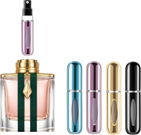 4 Pcs Refillable Perfume Atomizer, Travel Perfume Bottle Refillable and Leak-Proof, Portable Empty Cologne Atomizer, Mini Refillable Perfume Bottle for Pocket, Easy to Refill Decant Sprayer (5 ml) in Kuwait