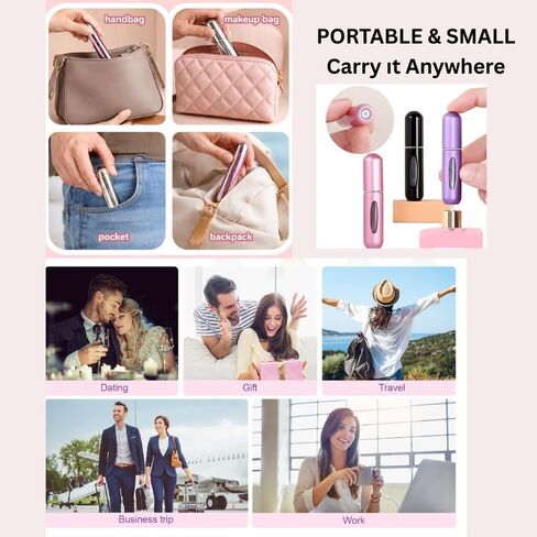 4 Pcs Refillable Perfume Atomizer, Travel Perfume Bottle Refillable and Leak-Proof, Portable Empty Cologne Atomizer, Mini Refillable Perfume Bottle for Pocket, Easy to Refill Decant Sprayer (5 ml) in Kuwait