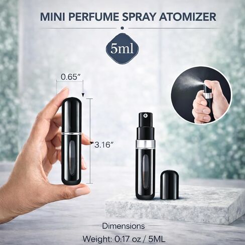 4 Pcs Refillable Perfume Atomizer, Travel Perfume Bottle Refillable and Leak-Proof, Portable Empty Cologne Atomizer, Mini Refillable Perfume Bottle for Pocket, Easy to Refill Decant Sprayer (5 ml) in Kuwait