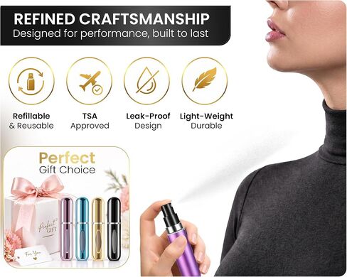 4 Pcs Refillable Perfume Atomizer, Travel Perfume Bottle Refillable and Leak-Proof, Portable Empty Cologne Atomizer, Mini Refillable Perfume Bottle for Pocket, Easy to Refill Decant Sprayer (5 ml) in Kuwait