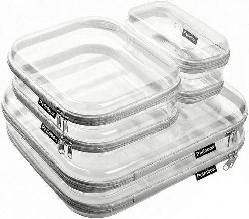 6 Pack Clear Hard Shell Zipper Cases, See-Through Plastic Organizer Pouches for Travel Toiletries & Makeup, Crush-Resistant Storage, 3 Sizes (2 Small/2 Medium/2 Large) in Saudi Arabia