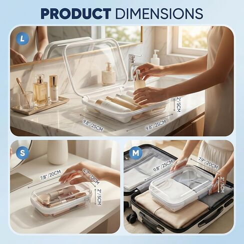 6 Pack Clear Hard Shell Zipper Cases, See-Through Plastic Organizer Pouches for Travel Toiletries & Makeup, Crush-Resistant Storage, 3 Sizes (2 Small/2 Medium/2 Large) in Saudi Arabia