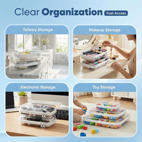 6 Pack Clear Hard Shell Zipper Cases, See-Through Plastic Organizer Pouches for Travel Toiletries & Makeup, Crush-Resistant Storage, 3 Sizes (2 Small/2 Medium/2 Large) in Saudi Arabia
