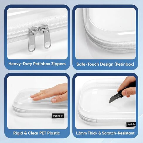 6 Pack Clear Hard Shell Zipper Cases, See-Through Plastic Organizer Pouches for Travel Toiletries & Makeup, Crush-Resistant Storage, 3 Sizes (2 Small/2 Medium/2 Large) in Saudi Arabia