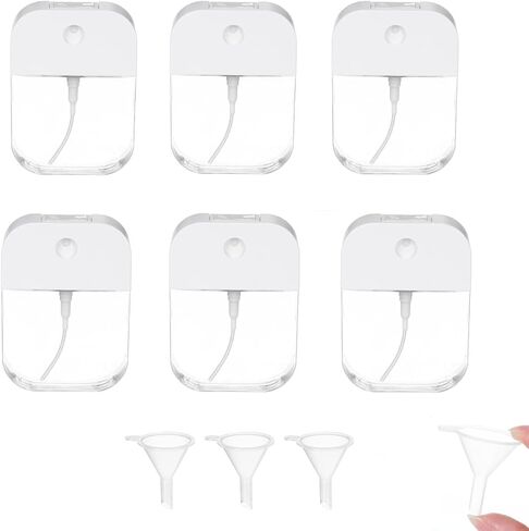 6Pcs Portable Card Clear Spray Bottles,Hand Sanitizer Spray Case,38ml/1.29oz Refillable Plastic Perfume Atomizer Vials,for Essential Oils, Moisturizing Water,Atomizer for Office & On-the-Go Use in Saudi Arabia
