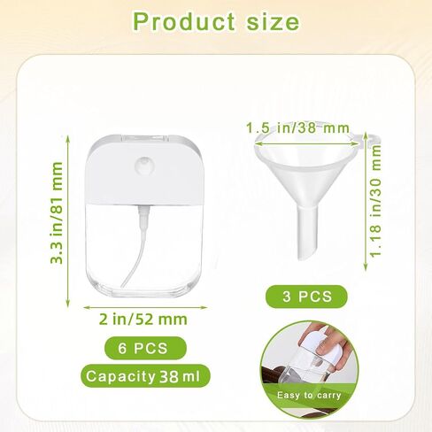 6Pcs Portable Card Clear Spray Bottles,Hand Sanitizer Spray Case,38ml/1.29oz Refillable Plastic Perfume Atomizer Vials,for Essential Oils, Moisturizing Water,Atomizer for Office & On-the-Go Use in Saudi Arabia