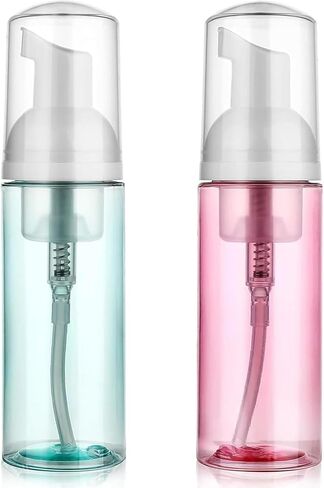 2 Pack Foam Pump Bottle Travel 60 ml/2 oz Small Size Mousse Foaming Soap Dispenser, Clear Plastic Foam Soap Dispenser Mini Empty Refillable Pump Containers(Pink&Blue) in Saudi Arabia