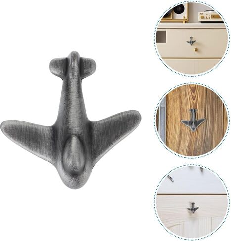 Zinc Alloy Airplane Drawer Handles for Dresser and Cabinet, Black Brushed Finish, 2 Pieces, Cartoon Closet Pulls for Bedroom and Nursery Furniture in Kuwait