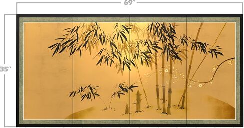 Red Lantern 36" x 72" Gold Leaf Bamboo Wall Hanging in Kuwait