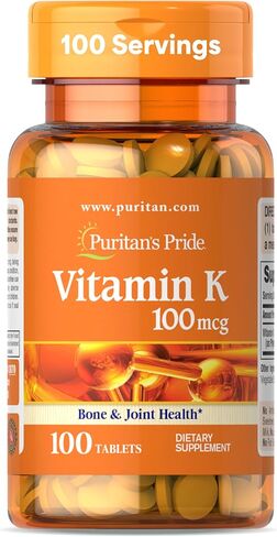Puritan's Pride فيتامين K 100 ميكروجرام يدعم صحة العظام والمفاصل، 100 قطعة in Kuwait