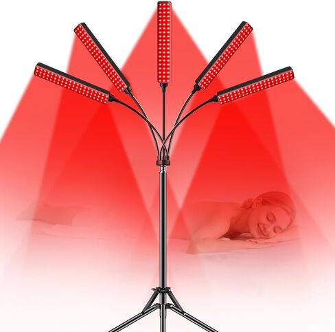 Red Light Therapy for Face and Body Red Light Infrared Light Therapy Lamp with Stand LED 660nm 850nm 5 Heads 7-Colors Infrared Light Device for Body in Saudi Arabia