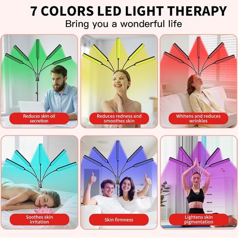 Red Light Therapy for Face and Body Red Light Infrared Light Therapy Lamp with Stand LED 660nm 850nm 5 Heads 7-Colors Infrared Light Device for Body in Saudi Arabia