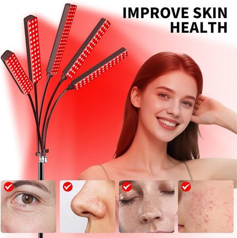 Red Light Therapy for Face and Body Red Light Infrared Light Therapy Lamp with Stand LED 660nm 850nm 5 Heads 7-Colors Infrared Light Device for Body in Saudi Arabia