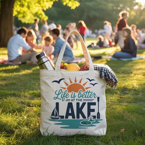 Lake Gifts Canvas Tote Bag, Canvas Bag for Women Grocery Shopping Travel Gym Weekender Vacation Womens Work Tote Bag Gifts in Saudi Arabia