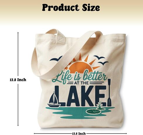 Lake Gifts Canvas Tote Bag, Canvas Bag for Women Grocery Shopping Travel Gym Weekender Vacation Womens Work Tote Bag Gifts in Saudi Arabia