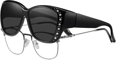 HAOLOTA Black+GradientPurple Women's Polarized Water Diamond Sunglasses for Prescription Glasses UV400 Protection in Saudi Arabia