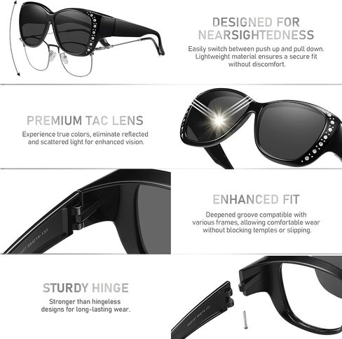 HAOLOTA Black+GradientPurple Women's Polarized Water Diamond Sunglasses for Prescription Glasses UV400 Protection in Saudi Arabia