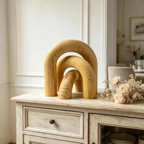Wooden Arch Decor Table Arch Bookshelf Collection Natural Modern Home Accent for Living Room Entryway Mantel Tabletop Display in Saudi Arabia