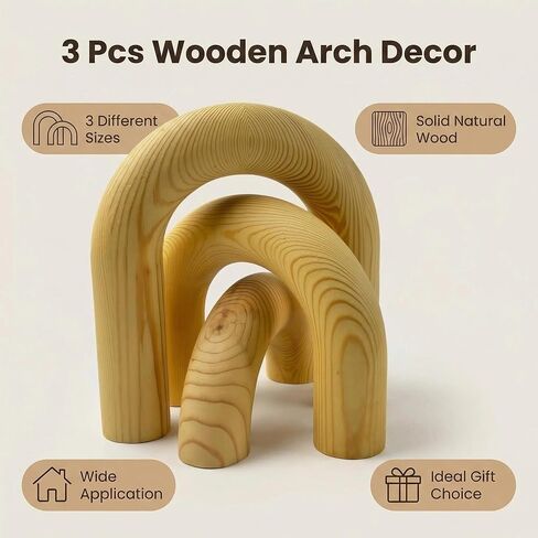Wooden Arch Decor Table Arch Bookshelf Collection Natural Modern Home Accent for Living Room Entryway Mantel Tabletop Display in Saudi Arabia