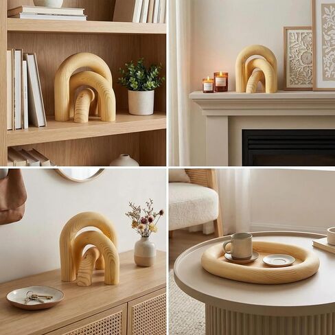 Wooden Arch Decor Table Arch Bookshelf Collection Natural Modern Home Accent for Living Room Entryway Mantel Tabletop Display in Saudi Arabia
