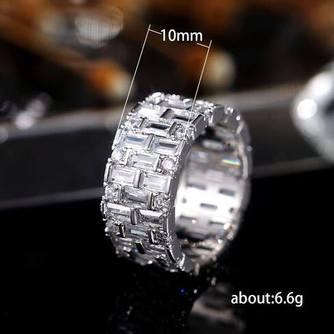 926 Sterling Silver Shiny Crystals Gem Ring Exquisite Full Diamonds Full Circle Promise Wedding Ring Cubic Zirconia Rings CZ Diamond Multi Row Ring Eternity Engagement Wedding Band Ring for Women 7 in Saudi Arabia