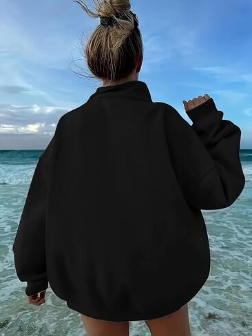 Womens Quarter Zip Oversized Sweatshirts Comfy Fashion Mock Neck Pullover Hoodies Graphic Winter Outfits in Kuwait