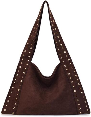 ريترو الجلد المدبوغ برشام حقائب كتف للنساء بولي Leather حقيبة جلدية تحت الإبط حقيبة يد كبيرة مترهل قاطرة خريف شتاء محفظة من جلد الغزال in Kuwait