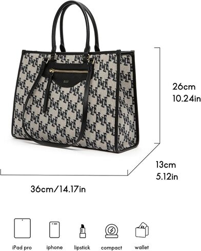 ELLE Women’s Monogram Large Tote Bag, Canvas Shoulder Bag in Saudi Arabia