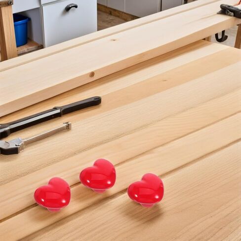 STOBAZA 8pcs Red Ceramic Heart Shaped Drawer Knobs Pulls for Room Dresser Cabinet Handles Decorative Closet Hardware with Screws in Kuwait