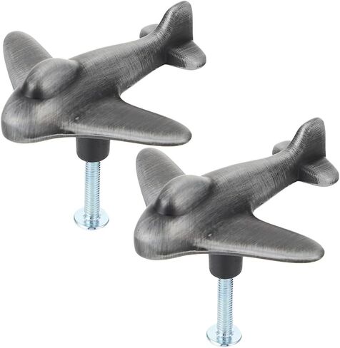 مقابض خزانة الطائرة ومقابض الأدراج من KALLORY للغرفة، مجموعة مقبض طائرة معدنية من سبائك الزنك مكونة من 2، لمسة نهائية سوداء مصقولة، خزانة ملابس صغيرة ومقابض باب خزانة للأثاث in Kuwait