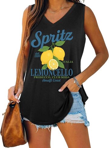 Spritz Veneto Dal 1919 Ltalia Tank Top for Women Limoncello Spritz V Neck Shirt in Saudi Arabia