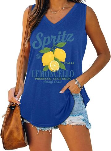 Spritz Veneto Dal 1919 Ltalia Tank Top for Women Limoncello Spritz V Neck Shirt in Kuwait