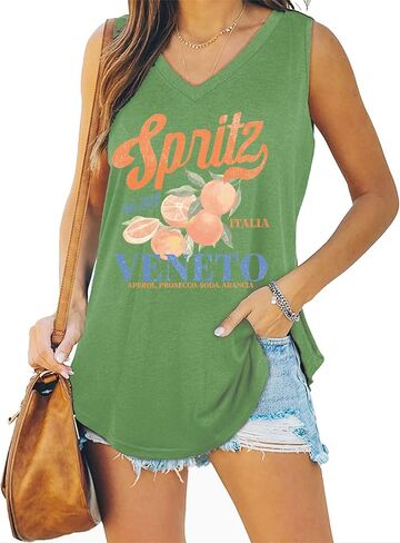 Spritz Veneto Dal 1919 Ltalia Tank Top for Women Limoncello Spritz V Neck Shirt in Kuwait