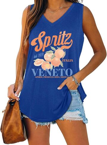 Spritz Veneto Dal 1919 Ltalia Tank Top for Women Limoncello Spritz V Neck Shirt in Kuwait
