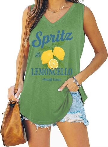 Spritz Veneto Dal 1919 Ltalia Tank Top for Women Limoncello Spritz V Neck Shirt in Kuwait