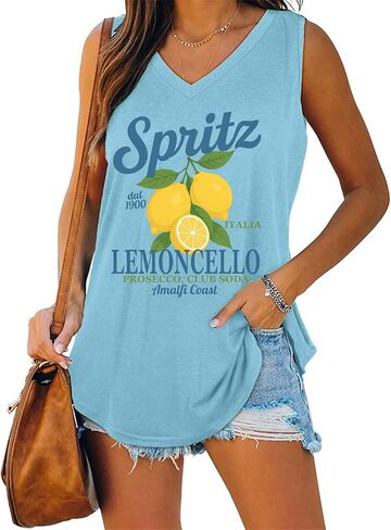 Spritz Veneto Dal 1919 Ltalia Tank Top for Women Limoncello Spritz V Neck Shirt in Kuwait