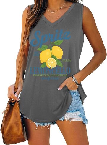 Spritz Veneto Dal 1919 Ltalia Tank Top for Women Limoncello Spritz V Neck Shirt in Kuwait