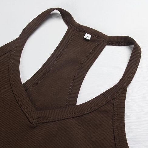 GEMBERA Womens Sleeveless Cropped Top Front V Neck Racerback Ribbed Knit Basic Cami Halter Tank Top Shirt in Saudi Arabia