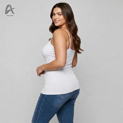 Women’s Cotton Stretch Cami Tank Top, Adjustable Spaghetti Strap Slim Fit Camisole for Layering & Summer Wear in Saudi Arabia