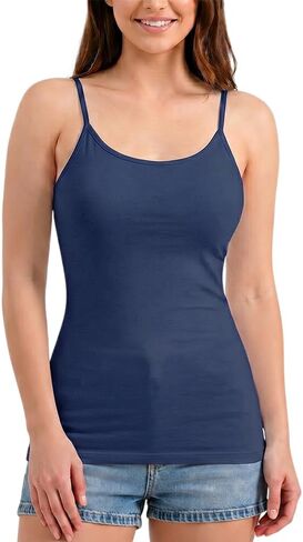 Women’s Cotton Stretch Cami Tank Top, Adjustable Spaghetti Strap Slim Fit Camisole for Layering & Summer Wear in Saudi Arabia