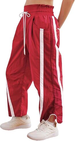 Willow Dance Women's Wide Leg Pants Casual Drawstring Elastic Waisted Striped Workout Sweatpants Track Pants with Pockets in Saudi Arabia