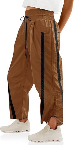 Willow Dance Women's Wide Leg Pants Casual Drawstring Elastic Waisted Striped Workout Sweatpants Track Pants with Pockets in Saudi Arabia