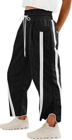 Willow Dance Women's Wide Leg Pants Casual Drawstring Elastic Waisted Striped Workout Sweatpants Track Pants with Pockets in Saudi Arabia