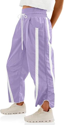 Willow Dance Women's Wide Leg Pants Casual Drawstring Elastic Waisted Striped Workout Sweatpants Track Pants with Pockets in Saudi Arabia